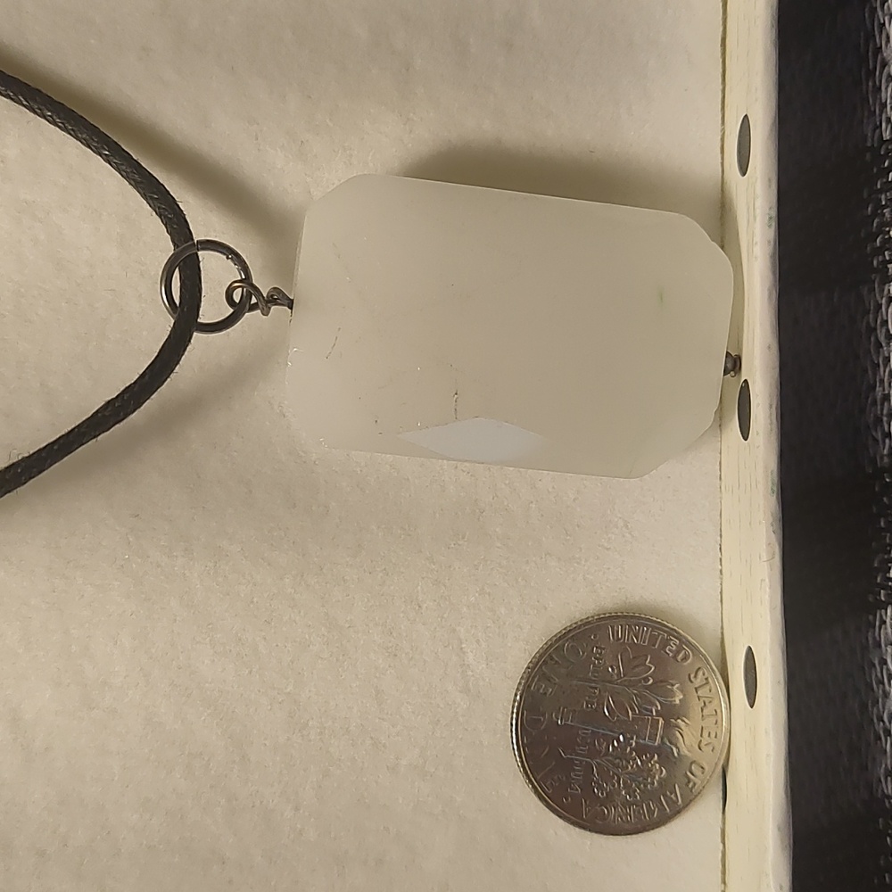 Quartz, black leather necklace, - Picture 3 of 5